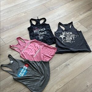 Graphic Women's Tank Tops - Black, Pink, Gray